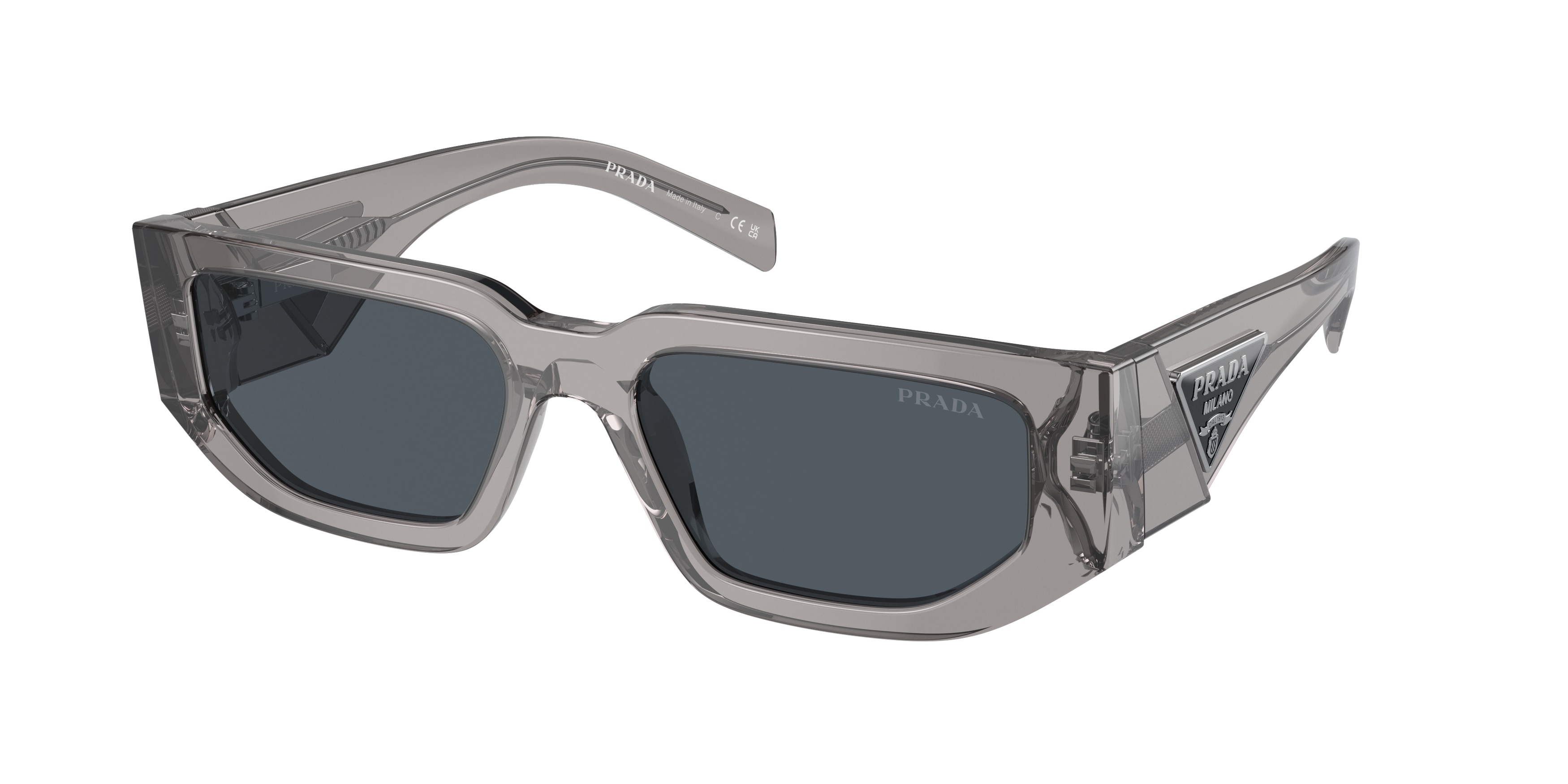 Prada Herren Pr 09ZS 18S09T Sonnenbrillen Acetat Grau Grau Quadratisch Normal-image